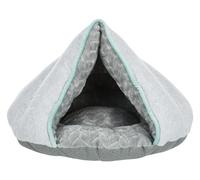 TRIXIE Junior Abri douillet pour chiots - extérieur en sweat & intérieur en peluche - rembourrage en non-tissé polyester - coussin intégré fixe - fond antidérapant - 45 x 30 x 40 cm - gris - 38254