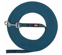 Trixie Laisse de suivi 197896 – 15 m (15 mm) – caoutchouc, sangle robuste, crochet à boulon – Bleu
