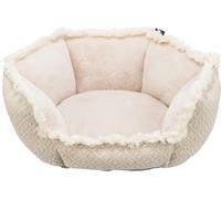 TRIXIE Lit pour chien Boho 50 × 50 cm en beige - Coussin doux pour chiens avec éléments en peluche - Panier pour petits chiens - antidérapant et lavable - 38212