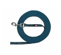 Trixie Laisse de suivi 197896 – 15 m (15 mm) – caoutchouc, sangle robuste, crochet à boulon – Bleu