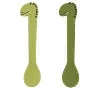 Trixie - Lot de 2 cuillères en silicone Mr. Dino pour bébés et enfants - Vert