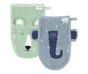 Trixie - Lot de 2 lavettes de 14 x 22 cm - Mr. Polar Bear/Mrs. Elephant