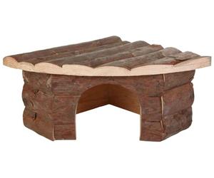 TRIXIE Maison d'angle Jesper pour grands hamsters et degus, 32 × 13 × 21/21 cm, 62042, bois d'écorce