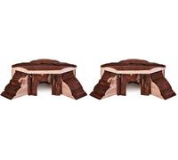 TRIXIE Maison d'angle Thordis pour Petits Animaux - 2 rampes - Surface de Repos sur Le Toit - par ex. pour Souris, Hamsters - 21 x 7 x 19 cm - Bois d'écorce - 6175 (Lot de 2)