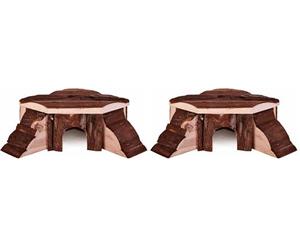 TRIXIE Maison d'angle Thordis pour Petits Animaux - 2 rampes - Surface de Repos sur Le Toit - par ex. pour Souris, Hamsters - 21 x 7 x 19 cm - Bois d'écorce - 6175 (Lot de 2)