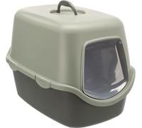 TRIXIE-Maison de toilette pour chat coloris gris et vert avec couvercle recyclé Trixie Vico - 40 x 40 x 56 cm