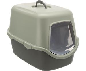 TRIXIE-Maison de toilette pour chat coloris gris et vert avec couvercle recyclé Trixie Vico - 40 x 40 x 56 cm