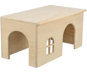 TRIXIE Maison en bois - sans agrafes ni clous - place d'observation sur le toit - par ex. pour cochons d'Inde, lapins nains - bois de pin - 40 x 20 x 23 cm - 61263