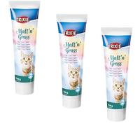 Trixie Malt’n’Grass Anti-Hairball | Pack de 3 | 3 x 100 g | Aliment complémentaire pour Chats | Favorise la Digestion et Aide à l’élimination des Poils ingérés | sans Sucre ajouté