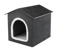TRIXIE Niche pour chat Livia 50x50x54 cm, refuge doux en velours - Gris et blanc - Réf. 442667