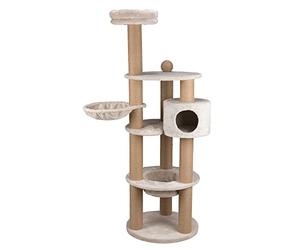 TRIXIE Nigella 69.7 Arbre à Chat en Jute avec Niche recouverte de Peluche Gris