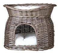 Trixie Panier en osier pour chat avec coussins sur le dessus – 54 x 43 x 37 cm – gris