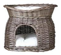 TRIXIE Panier osier avec lit au dessus et 2 coussins - 54 x 43 x 37cm - Gris - Pour chien Gris G