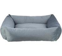 TRIXIE Panier pour Chien Alena 80×60 cm en Bleu-Gris - Panier Douillet avec Housse en Velours Doux, Coussin intégré Fixe, Fond antidérapant - Doux & Lavable