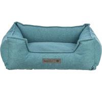 TRIXIE Panier pour Chien Gano - 100 x 80 cm - Bleu pétrole - Lit Douillet carré avec Housse en Textile Doux, Panier pour Chien de Taille Moyenne - Coussin fermement intégré - Fond antidérapant - Doux