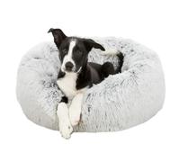 TRIXIE Panier pour Chien Harvey ø 80 cm en Blanc-Noir - Coussin Douillet avec Peluche à Longs Poils - Panier pour Grands Chiens - antidérapant et Lavable - 37321