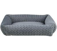 TRIXIE Panier pour Chien Livia 65x50 cm en Gris - Panier rectangulaire Douillet avec Housse en Velours Doux, Panier pour Petits Chiens, Coussin intégré Fixe, Fond antidérapant - Doux & Lavable