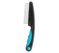 Trixie Peigne anti-puces 2410 – 15 cm – manche caoutchouté noir/bleu, pour tous types de pelage