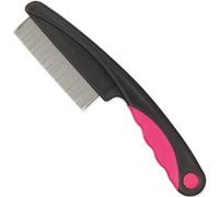 TRIXIE Peigne anti-puces et poussière - Diagnostic puces et poux - manche plastique caoutchouté - pour poils longs et courts - noir/rose ancien - 15 cm - 23121