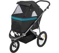 TRIXIE "Poussette pour Chiens, Chariot pour Chiens, 60 × 112 × 120 cm, 12,5 kg, Noir/Pétrole Peut Supporter Jusqu'à 20 kg - 28960