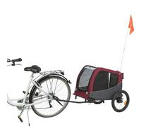 Trixie Remorque vélo pour Chien - Transport sûr des Animaux - Pliable - Gris et Rouge - Taille M : 63 × 68 × 75/137 cm
