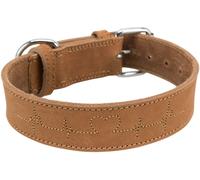 Trixie Rustic Leather Collar Heartbeat - Brown Size : M:38-47cm/40mm