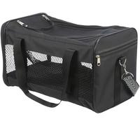 TRIXIE Sac pour animaux domestiques Ryan pour chiens et chats, 28841, noir, 26 × 27 × 47 cm, polyester, bandoulière amovible en noir/blanc, laisse courte intégrée, circulation d'air optimale
