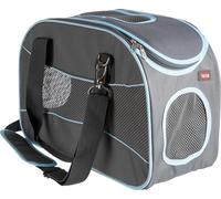 TRIXIE Sac pour chien Alison - indéformable - fixation trolley - ouverture en haut - bandoulière - laisse courte intégrée - fond rembourré - 20 x 29 x 43 cm - jusqu'à 8 kg - gris/bleu - 28856
