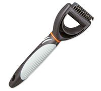 TRIXIE Démêleur de pelage pour démêler et éclaircir - coupe les petits feutrages - lisse le poil de garde et le sous-poil - longueur des dents 1cm-manche plastique caoutchouté-6x18 cm-noir/bleu-24242