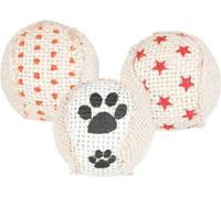Trixie Set de 3 balles à sonnette en jute, ø 5 cm
