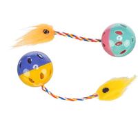 TRIXIE Set de balles hochet avec queue de jeu - 2 pièces - idéal pour les chats - plastique - multicolore - ø 4 cm - 4165