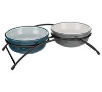 TRIXIE Set de mangeoires, 2 × 1,6 L/Ø 20 cm, Bleu Huile/Gris, Chien