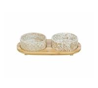 Trixie Gamelles pour chiens – Ensemble céramique et bambou 2x300 ml 30x6x15 cm lisse