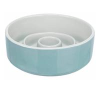 TRIXIE Slow Feeding gamelle, en ceramique, 0,45 l/ 14 cm, Gris/Bleu - 24520