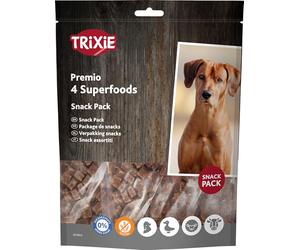 TRIXIE Superfoods Snack Pack - 4 variétés différentes - poulet, canard, bœuf et agneau - sans gluten - sans sucre ajouté - 4 x 100 g - 31854