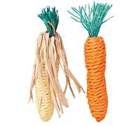 TRIXIE TX-6192 Set de Straw Toys Corn on The COB and Carrot 15 cm