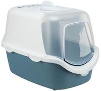 TRIXIE Vico Open Top avec capot et chatière, 40 x 40 x 56 cm, bleu/blanc, filtre à charbon actif, nettoyage facile, pelle et support inclus