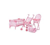 TRIXY Ensemble 3en1 pour poupée Poussette pliable avec sac à langer Chaise haute Lit parapluie jouet enfant 3-6 ans Etoiles