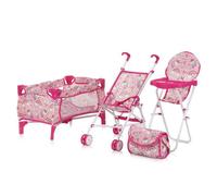 TRIXY Ensemble 3en1 pour poupée Poussette pliable avec sac à langer Chaise haute Lit parapluie jouet enfant 3-6 ans Licorne