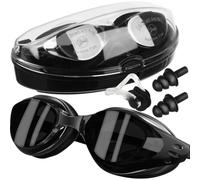 TRIZAND 23487 Ensemble Lunette de Piscine, Natation Accessoires, Bouchons d'Oreilles, Pince-Nez, Protection UV, Anti-Buée, Réglables, Verres en Polycarbonate Unisexe pour Enfants et Adultes