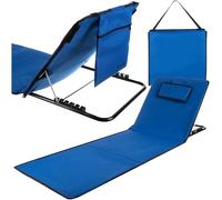 TRIZAND 23617 Chaise de plage avec dossier et coussin de nuque, réglable, étanche, pliable, 5 niveaux, bleu