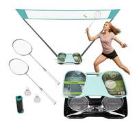 TRIZAND 25515 Kit de badminton avec filet et sac de transport - Kit de volants de badminton 4 en 1 - Kit complet avec 2 raquettes, 2 volants et support - Filet de badminton pour l'extérieur, prêt à