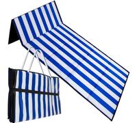 Coussin de plage confortable pliable avec poignée de transport - Grand tapis isolant épais pour plages rocailleuses - Bleu et blanc - 23137