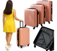 TRIZAND Set de valises 3 pièces - Valise à coque dure en rose- Trolley avec 4 roulettes, serrure à combinaison, bagage à main, moyen & grand - Set de valises de voyage ABS 26663