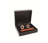 Trjgtas Boutons de manchette en bois Chemise pour homme Boutons de manchette Cadeau de mariage Pince à cravate en bois Ensemble de boutons de manchette Coffret cadeau (Couleur : A, taille (A comme le montre l'image)