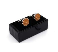 Trjgtas Boutons de manchette en bois Marié de mariage Boutons de manchette ronds en bois Accessoires de chemise pour hommes Boutons de manchette décontractés (Couleur : A, Taille (A comme le montre l'image)