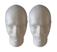Trjgtas Lot de 2 supports de tête de mannequin en mousse pour homme Blanc