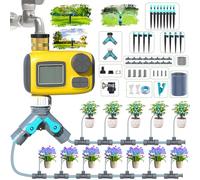 TRJZWA Automatique Programmateur avec Goutte à Goutte Accessoires, Système D'arrosage Automatique avec 3 Programmes D'irrigation Séparés, 3 Types D'embouts Goutters pour Jardin/Pelouse/Serre/Terrasse