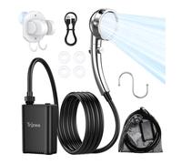 TRJZWA Kit Douche de Camping,2600mAh Douche Portable Alimentée par Batterie,Pompe de Douche Rechargeable avec Pommeau Réglable pour Extérieure,Randonnée,Plage,Lavage de Voiture,Bain d'animaux,Jardin