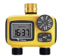 TRJZWA Programmateur Arrosage Automatique avec 2 Sorties,Tuyau Irrigation Chronométré avec Éntrée en Laiton,Arrosage Automatique pour Jardin,Système de Minuterie D'irrigation Numérique Étanche IP55